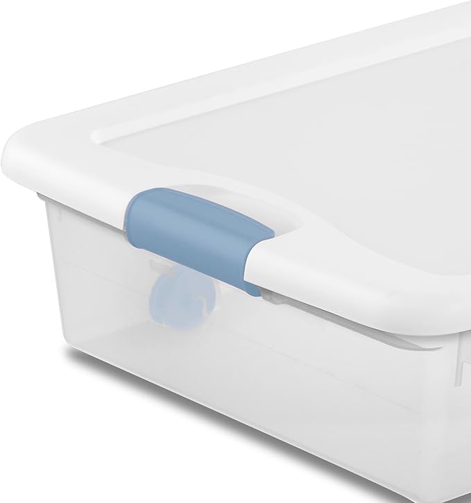 Sterilite 4-Pack Latching Box, Under Bed Storage Bins with Lids, Clear Plastic, 56 Quart - Heavy-Duty Organizing Containers for Closet, Bathroom, and Office