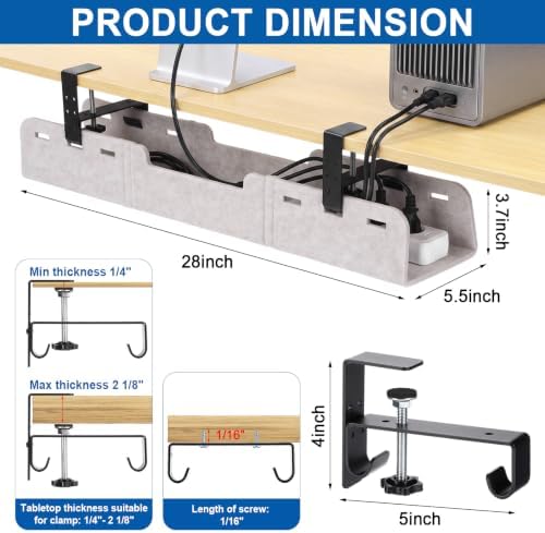Chumia Under Desk Cable Management Tray No Drill, Beige, 28 Inch