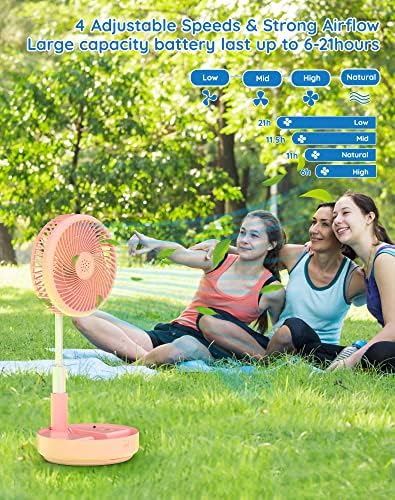 Portable Fan for Travel, Rechargeable Oscillating Fan with Remote