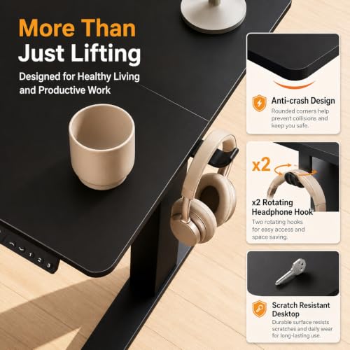 Electric Standing Desk, 32x19 Inch, Black