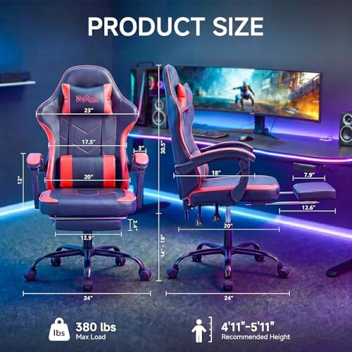 Ergonomic Gaming Chair with Footrest Video Game Chair Reclining