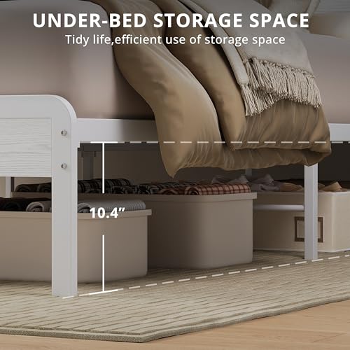 King Size Bed Frame with 2-Tier Storage Shelf Headboard