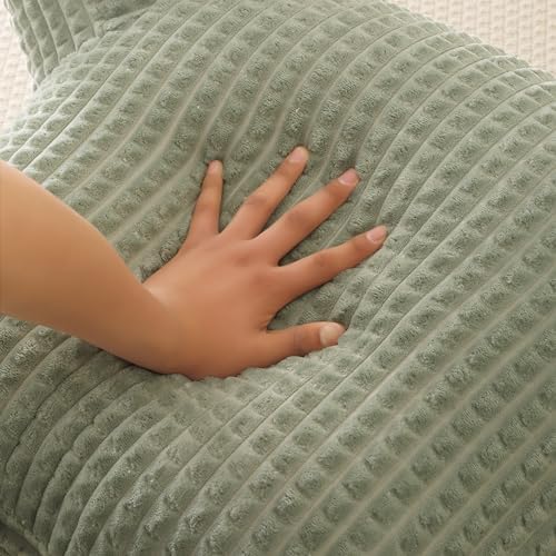 Reading Pillow with Arms for Sitting in Bed,Backrest,Green Flannel,M