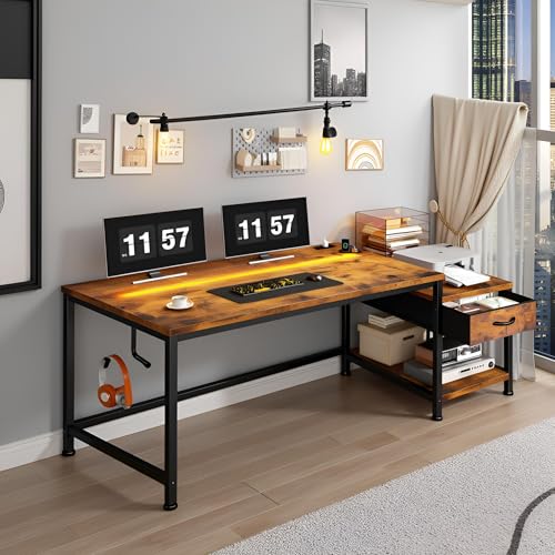 56"Computer Desk with Printer Shelf,Drawer & Hook for Home Office
