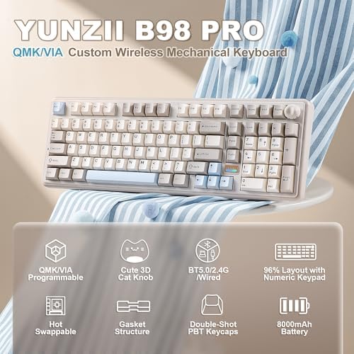 YUNZII B98 PRO 96% Wireless Mechanical Keyboard (Beige, Milk Switch)