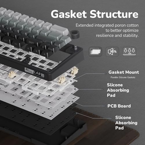 RK ROYAL KLUDGE R65 Wired Gaming Keyboard with Volume Knob, 60% Percent RGB Backlit Mechanical Keyboard, Side Printed PBT Keycaps, QMK/VIA, 66 Keys Hot Swappable Beige Switch, Gradient Black