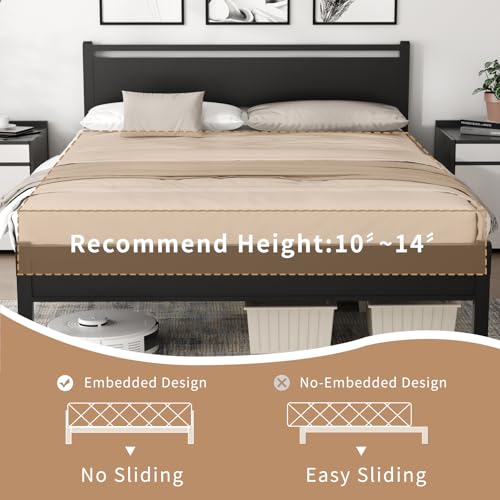 Easy Install 16 Inch Full Size Bed Frame with Headboard&Footboard