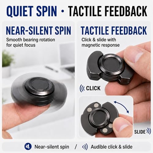 3-in-1 Fidget Toys - Spinner, Slider, Clicker- Metal Toy for Kids Adults
