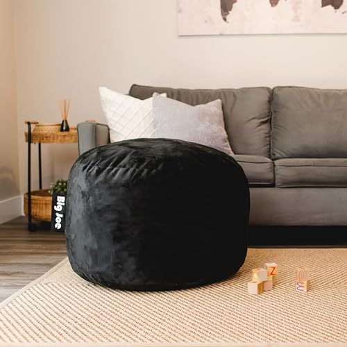 Big Joe Fuf 2.5Ft Foam Kids Bean Bag Chair, Ages 3+, Black Plush