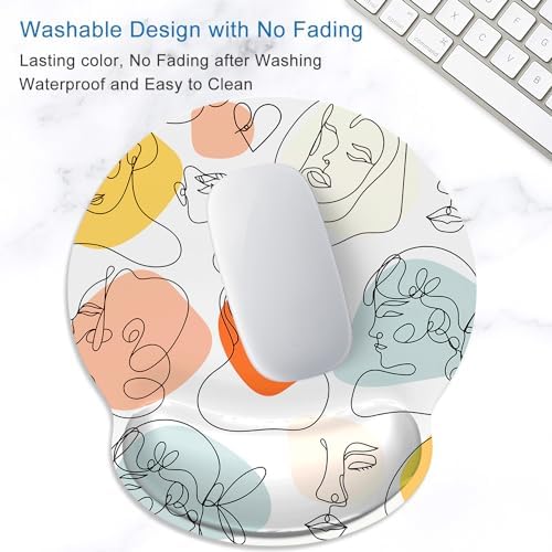 ITNRSIIET Ergonomic Mouse Pad with Wrist Support Wrist Rest Smooth Surface Non-Slip Rubber Base Comfortable Office Supplies Pain Relief, 9.8 x 9.1 inches, Guise