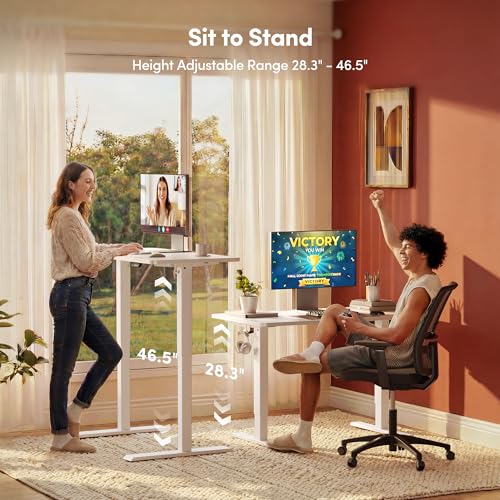 32" Small Electric Standing Desk Height Adjustable Desk, White