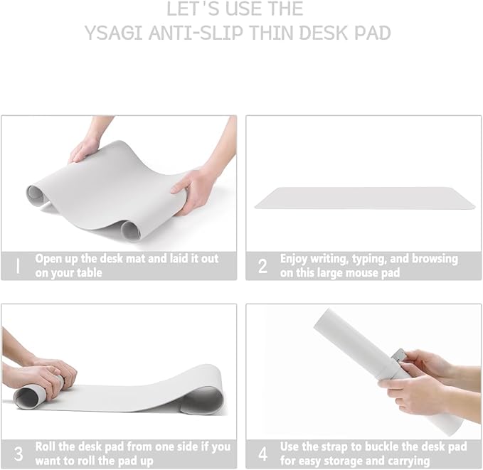 YSAGi Non-Slip Leather Desk Pad L Size, Waterproof Laptop Computer Desk Keyboard Mat, Table Protector Blotter Mat, Large Mouse Pad for Office/Work/Home/Decor(White, 35.4" x 17")