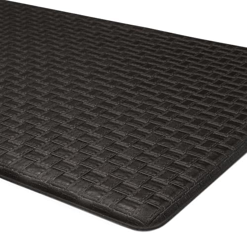 Woven-Embossed Faux-Leather Anti-Fatigue Mat, 18 x 30 in, Grey