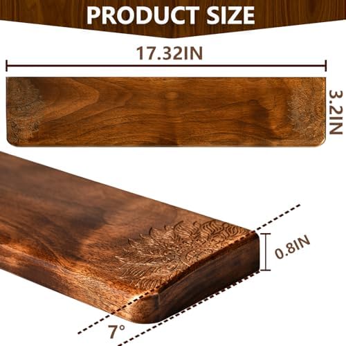 17.32in Walnut Wrist Rest Ergonomic Palm Support for 104-Key Keyboard