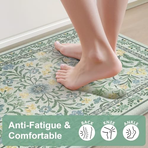 Collive Kitchen Rugs Sets of 2, Waterproof Anti Fatigue Kitchen Mats