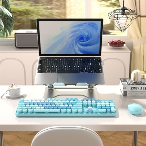 MPTOG Colorful Wireless Computer Keyboard and Mouse Combo (Blue-Colorful)