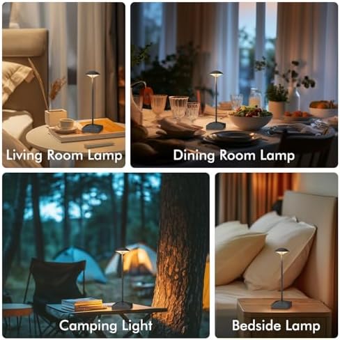 3 Pack Small Gold Rechargeable Cordless Table Lamps Dimmable