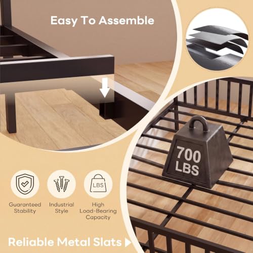 Daybed with Trundle, House Full Bed Frame for Bedroom, Black