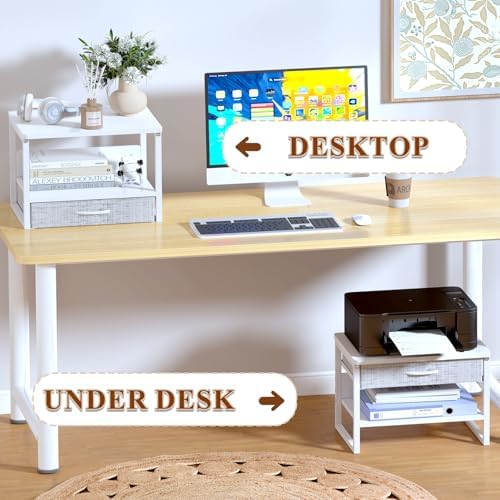 MARTY Desktop Printer Stand with Storage Drawer, Printer Riser for Desk