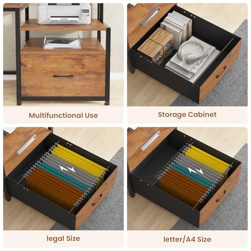 66'' Computer Desk with 5 Drawer, Power Outlet for Home Office
