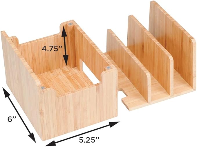 MobileVision Bamboo Charging Station & Compatible Apple Watch Adapter Combo Multi Device Organizer for Apple Watch, Smartphones, Tablets, Laptops, and More