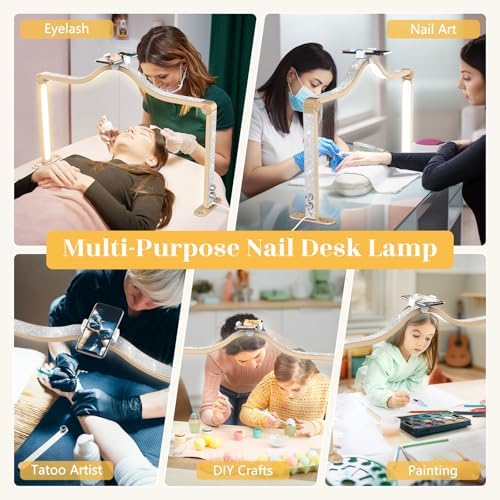 Yokilly Arc Half Moon Light: 34" Shadow-Free Large Nail Light for Desk