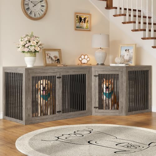 Corner Dog Crate Furniture for Medium/Large Dogs Space-Saving