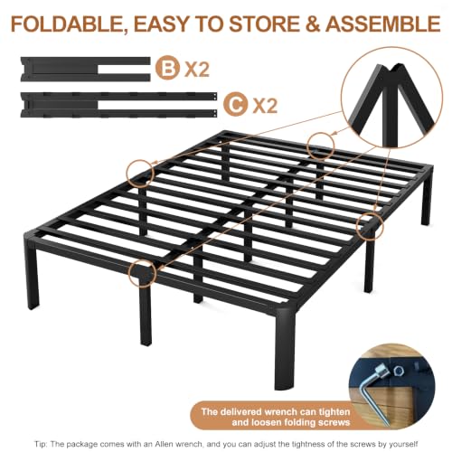 14 Inch Queen Size Heavy Duty Metal Platform Bed Frame