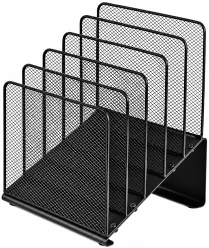 LEKETREE File Organizer for Desk, File Folder Organizer with 5-Section Vertical Rack, Suitable for Home Office Document Organization and Storage(Black)