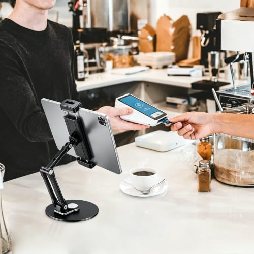 Bimo 360° Rotatable Aluminum Tablet Stand, Foldable Multi-Angle Desk Holder for 4.7-16 Inch iPad, Portable Monitor, Kindle, Switch, for Home Office Desk Work & Entertainment.