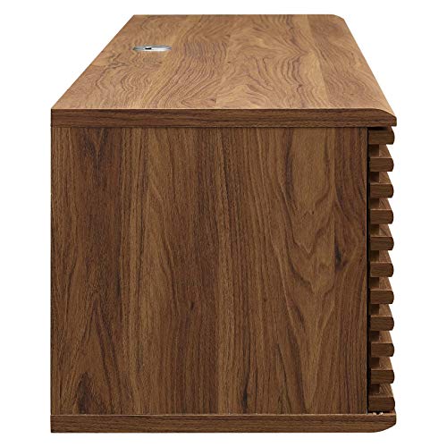 Render 60" Mid-Century Modern Wall Mount Media Console TV Stand, 60 Inch, Walnut