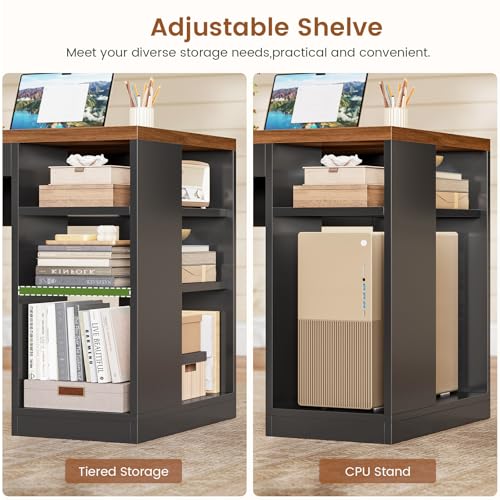 65"x59" L Shaped Desk with Lockable Drawers Storage for Home Office