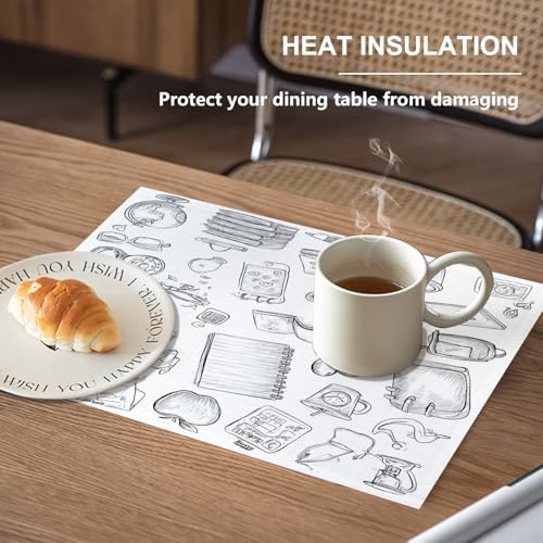School Supplies Study Tools Linen Placemats, Educational Items Learning Materials Table Mats for Table Washable Heat Insulation Thick Dining Mat, Indoor/Outdoor 12X18 in 6 Pcs