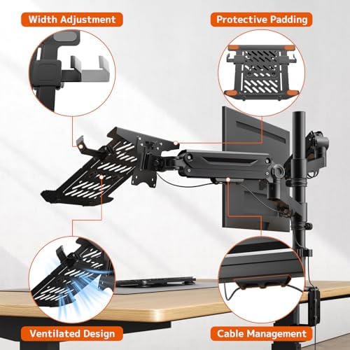 PUTORSEN Laptop Arm Mount for 17-35'' Monitors & 12-18'' Notebook
