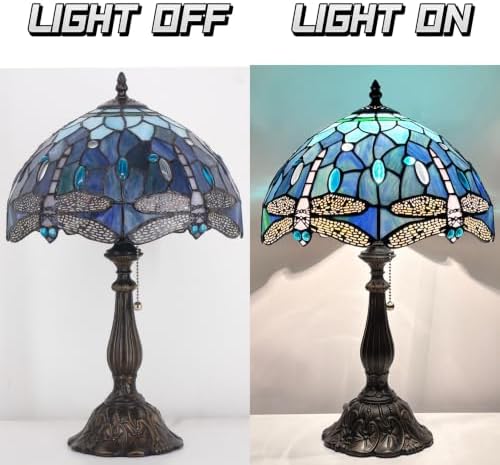 Tiffany Stained Glass Lamp Blue Dragonfly Table Lamp