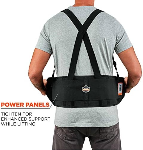 Ergodyne ProFlex 1650 Back Support Belt, 7.5" Elastic, Adjustable, Removeable Straps (Pack of 2)