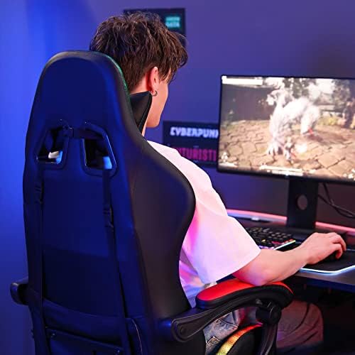RGB Gaming Chair with LED Lights Massage Ergonomic Computer Chairs-Red