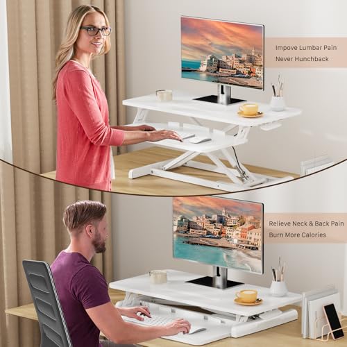 32" Standing Desk Converter, Height Adjustable Stand Up Riser