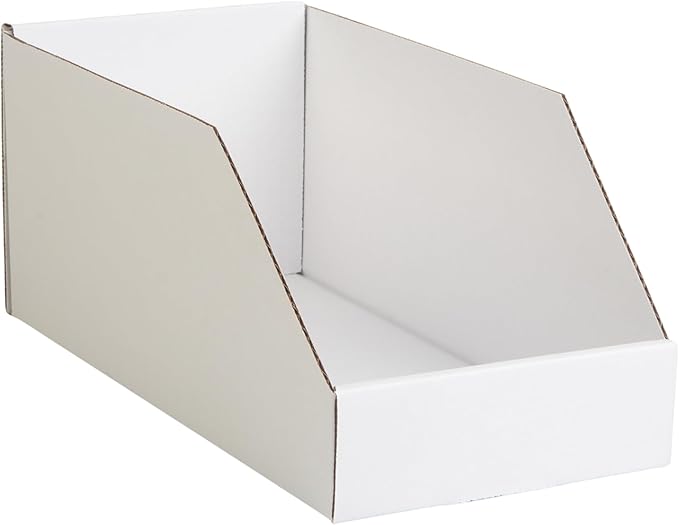 Hudson Exchange 6x12x5.5" (25 Pack) Corrugated Parts Bin Box For Storage & Organization, White