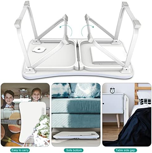 Fayquaze Laptop Bed Desk, Portable Foldable Lap Bed Table with USB Charge Port Storage Drawer and Cup Holder,Lap Desk Laptop Stand Tray Table Serving Tray for Eating, Reading and Working