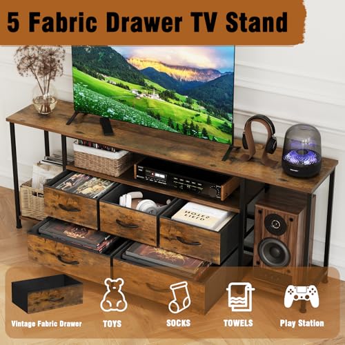 TV Stand for TVs Up to 75 Inch, Rustic Brown