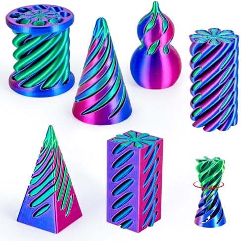 3D Printed Fidget Toys (6 Pack), Impossible Cone & Pyramid Spiral Toy, Optical Illusion Passthrough Desk Toys for Adults & Kids, Stress Relief Sensory Fidgets for Anxiety, Cool Office Gifts, Pack1
