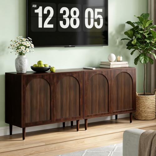 31.5” Dark Walnut Sideboard Buffet Cabinet with Storage Set of 3