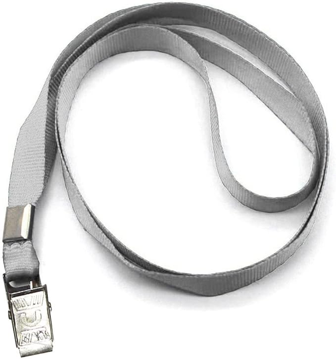 Beebel Gray Lanyards 100 Pack Nylon Flat Badge Lanyard for Id Badge Name Tag (Gray, 100 Pack)