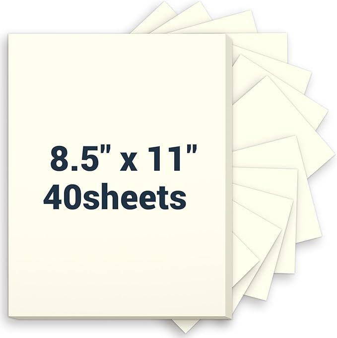 Cardstock 8.5 x 11, Thick Printer Paper 75 lb/200 gsm, 40 Sheets Cream Card Stock, Off White Heavy Card stock, CardStock Paper for Invitations, Diy Cards, Business Cards, Menus, Crafts, Drawing etc