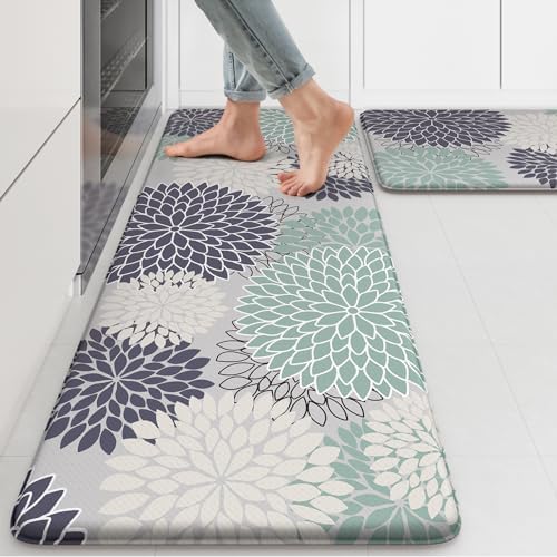 KIMODE Anti Fatigue Kitchen Mat 2PCS Kitchen Mat for Floor Cushioned