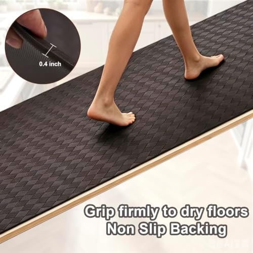 Kitchen Mats and Rugs Cushioned Anti-Fatigue, 35.4" x 59.1", Brown