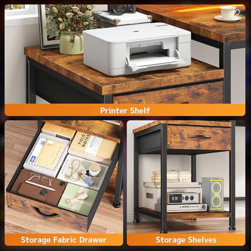 56"Computer Desk with Printer Shelf,Drawer & Hook for Home Office