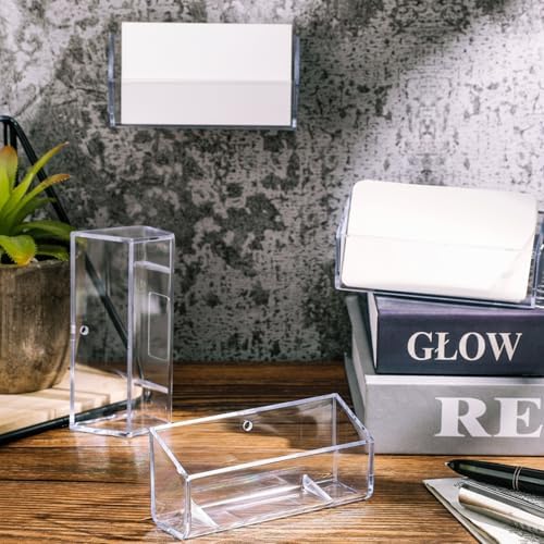 Eersida 32 Pcs Acrylic Business Card Holder for Wall Mount or Place on Desk