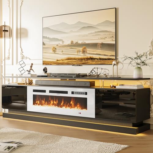 70" Fireplace TV Stand, Modern Entertainment Center